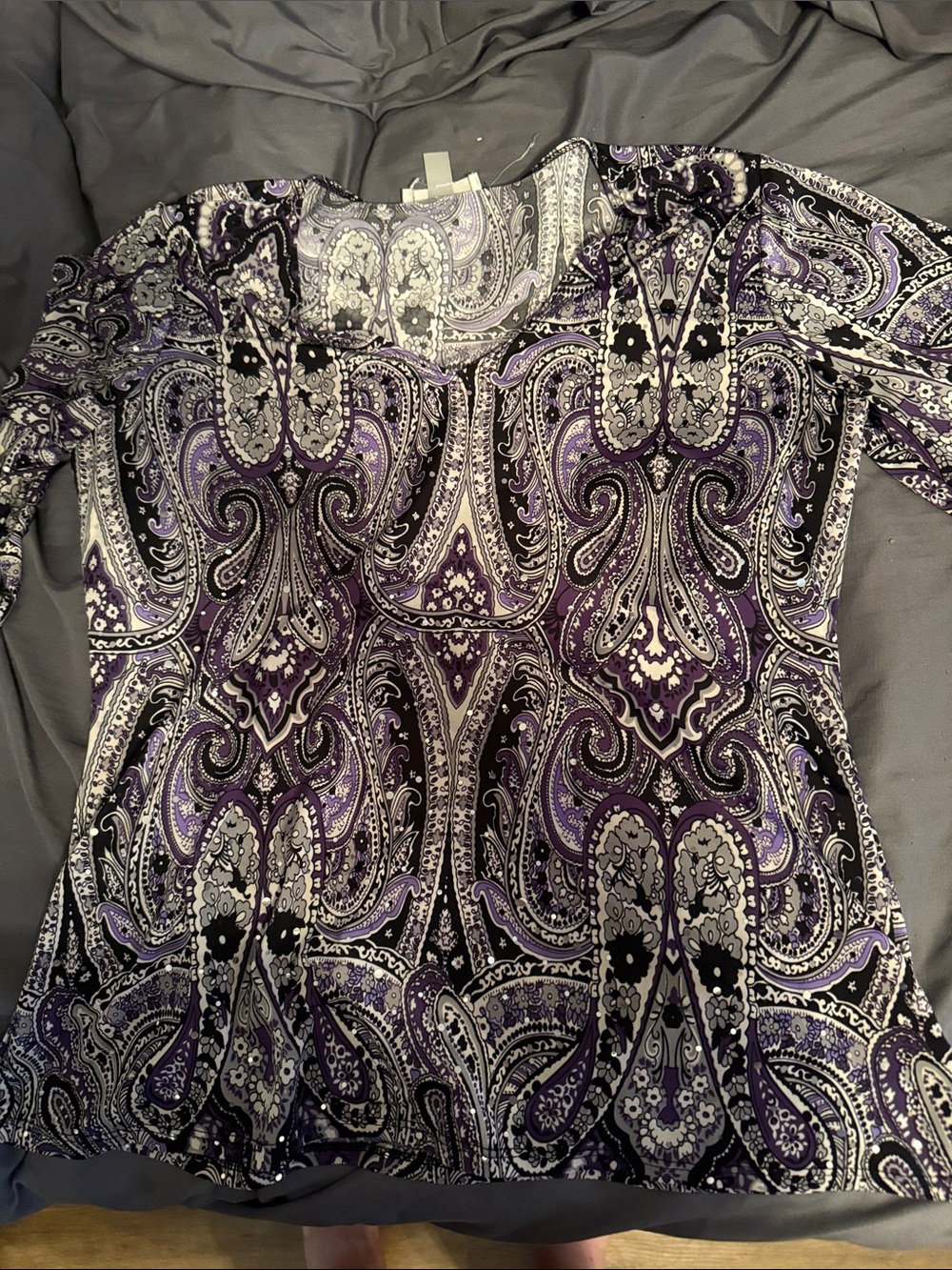 dressbarn Purple and Black Paisley Blouse